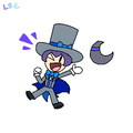 Luno dressed up as his arch-nemesis, Handy Hatterson.