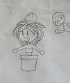 Frond Girl getting a plant pot
